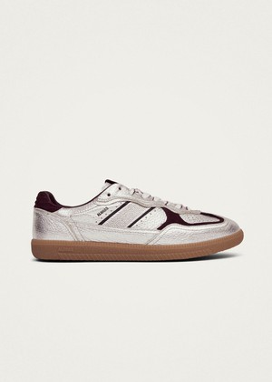 Tb.490 Grain Shimmer Silver & Burgundy Leather Sneakers from Alohas