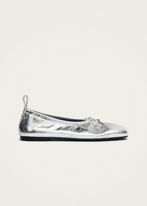Rosalind Shimmer Silver Leather Ballet Flats from Alohas