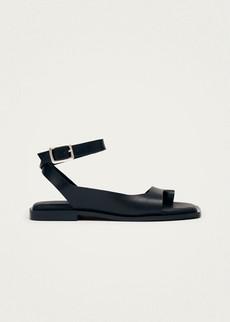 Tebas Black Leather Sandals via Alohas