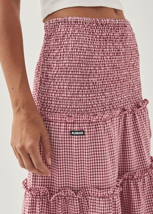 Atenea Checks Burgundy Skirt from Alohas