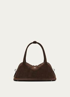 Hilma Suede Brown Leather Bag via Alohas