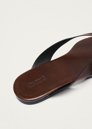 Ola Rift Brown Leather Sandals from Alohas