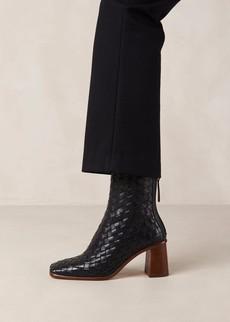 West Braided Black Leather Ankle Boots via Alohas