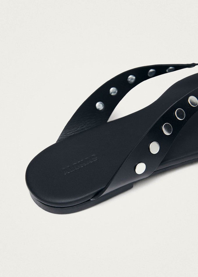 Ola Studs Black Leather Sandals from Alohas