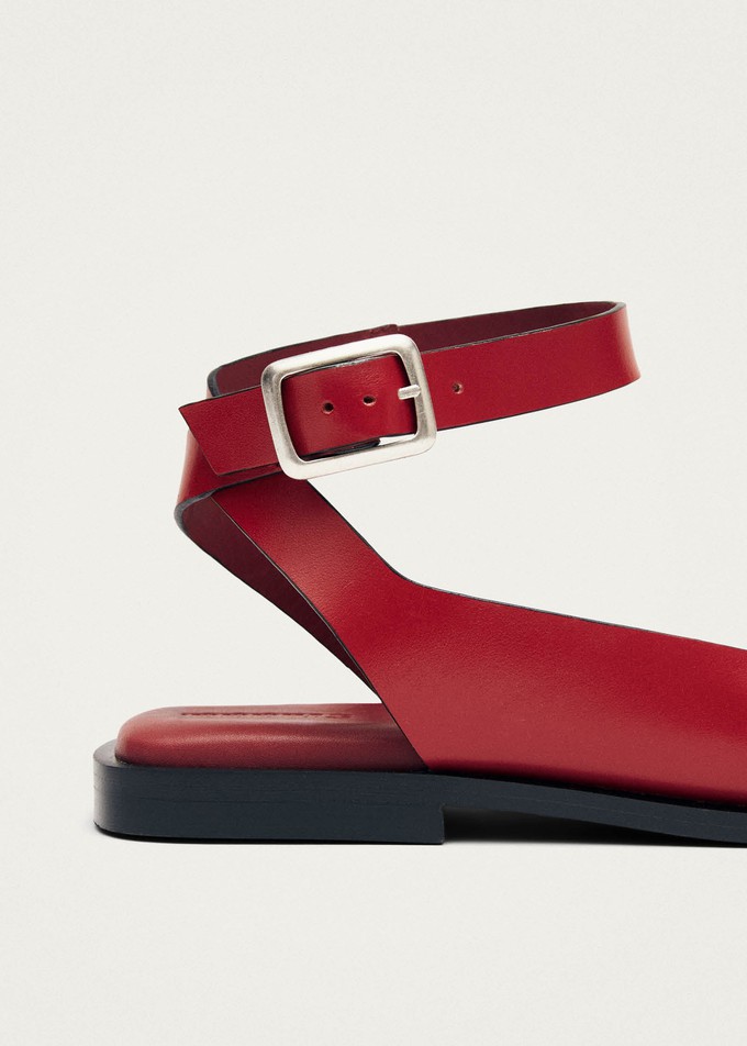Tebas Red Leather Sandals from Alohas