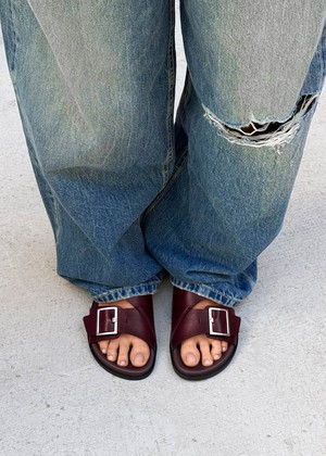 Alba Rift Burgundy Leather Sandals from Alohas