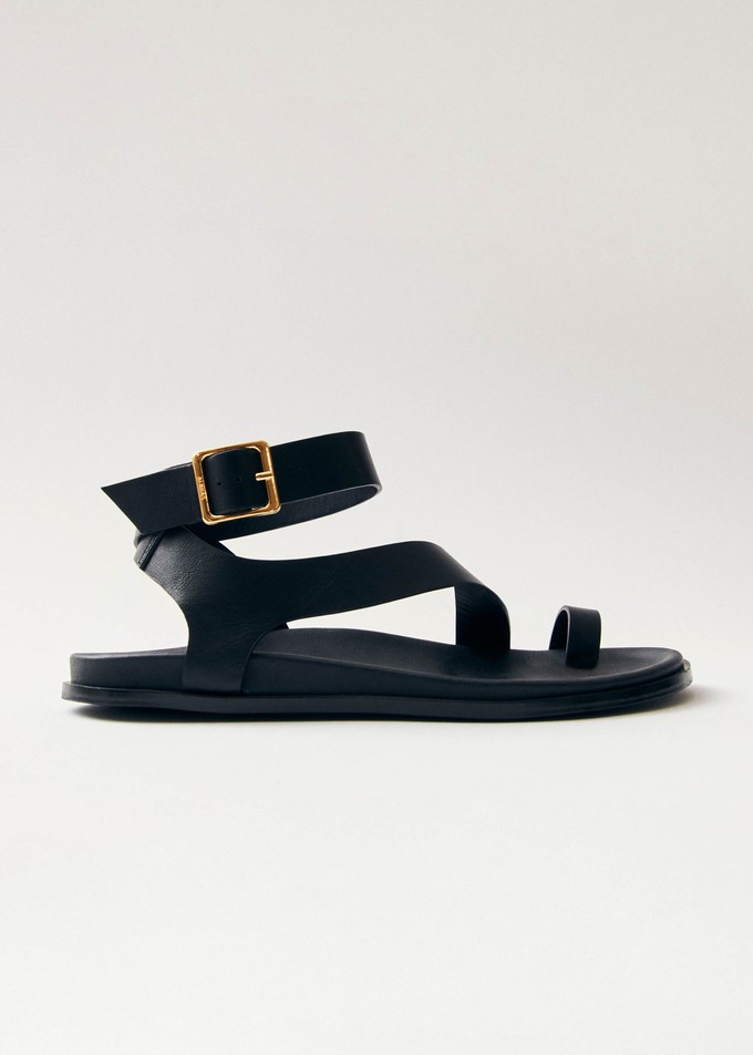 Project Cece Myles Black Leather Sandals