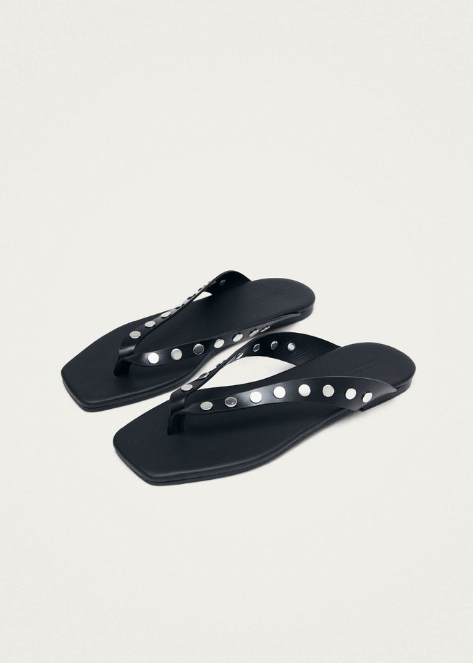 Ola Studs Black Leather Sandals from Alohas