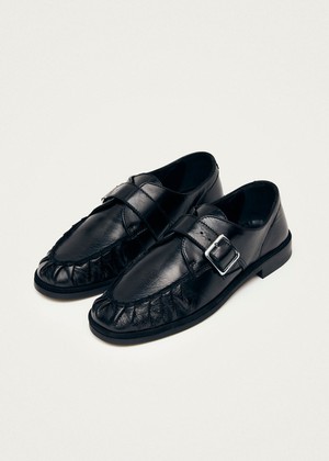 Brandy Black Leather Loafers from Alohas