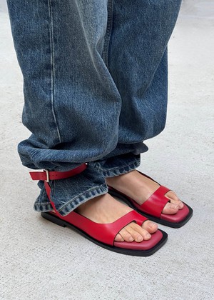 Tebas Red Leather Sandals from Alohas