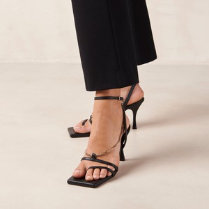 Straps Chain Black Leather Sandals from Alohas