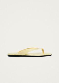 Ola Pale Yellow Leather Sandals via Alohas