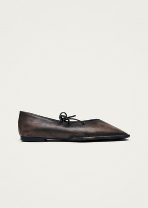 Sway Vintage Effect Brown Leather Ballet Flats from Alohas