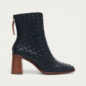 West Braided Black Leather Ankle Boots from Alohas