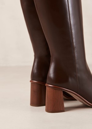 East Coffee Brown Leather Boots from Alohas