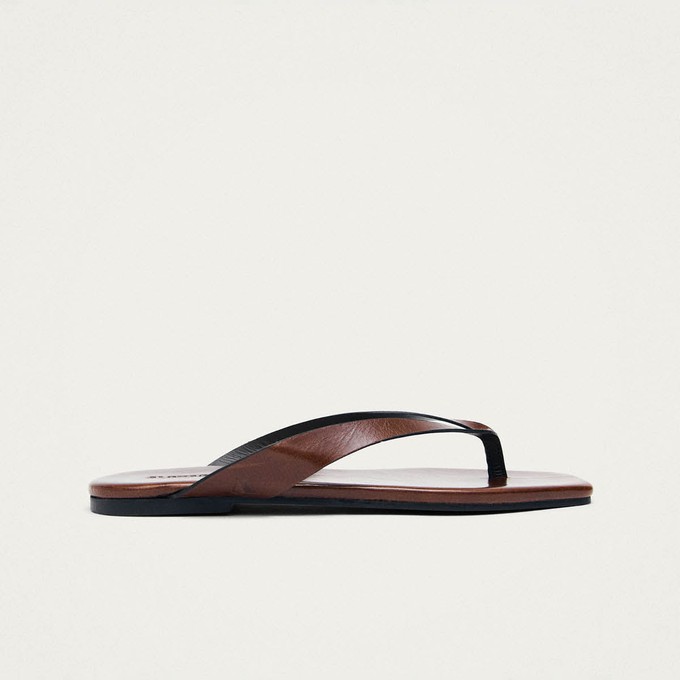 Ola Rift Brown Leather Sandals from Alohas