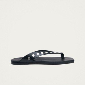 Ola Studs Black Leather Sandals from Alohas