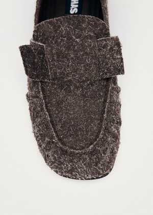 Aeryn Suede Fuzzy Brown Leather Loafers from Alohas