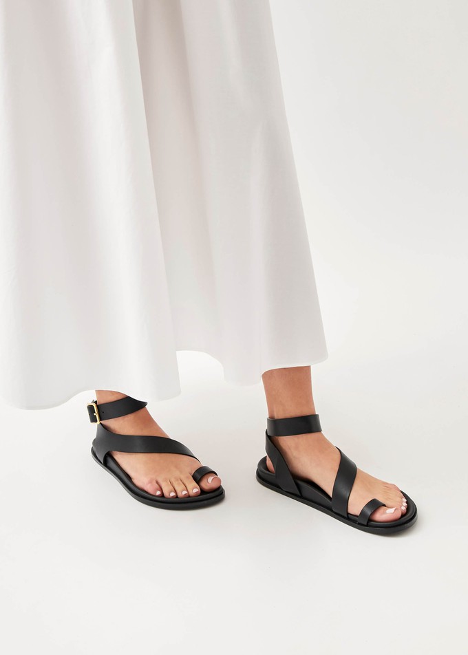 Myles Black Leather Sandals from Alohas