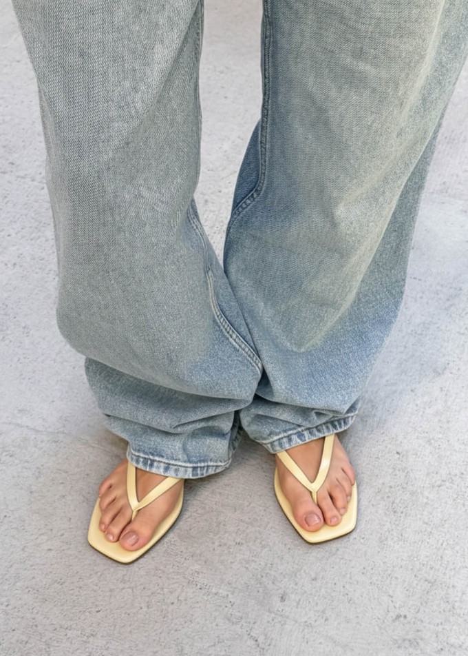 Ola Pale Yellow Leather Sandals from Alohas
