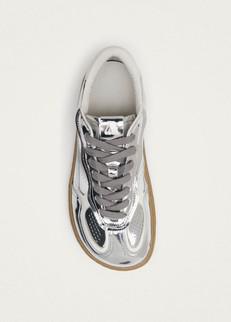 Tb.00 Barefoot Rife Shimmer Silver Cream Leather Sneakers via Alohas