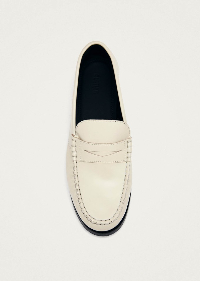 Rivet Cream Leather Loafers from Alohas