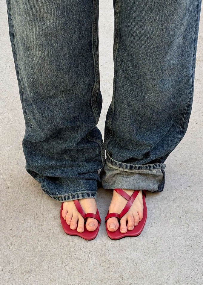 Dawn Red Leather Sandals from Alohas