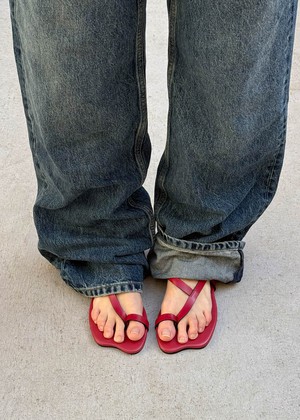Dawn Red Leather Sandals from Alohas