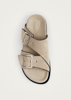 Alba Suede Beige Leather Sandals from Alohas