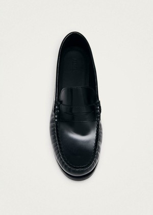 Rivet Black Leather Loafers from Alohas