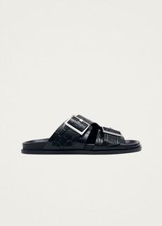 Alba Alli Black Leather Sandals via Alohas