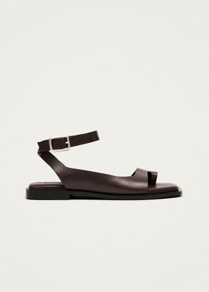 Tebas Brown Leather Sandals from Alohas