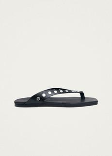 Ola Studs Black Leather Sandals via Alohas