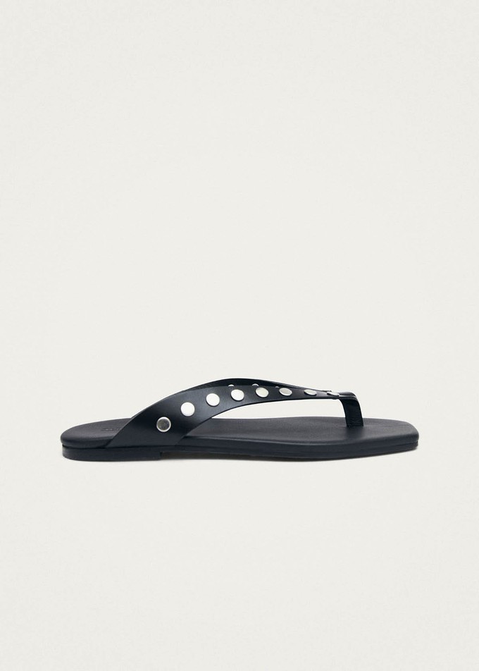Ola Studs Black Leather Sandals from Alohas
