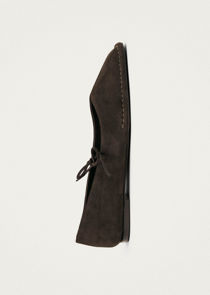 Sway Suede Coffee Brown Leather Ballet Flats from Alohas