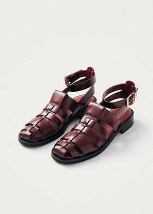 Perry Sleek Burgundy Leather Sandals from Alohas