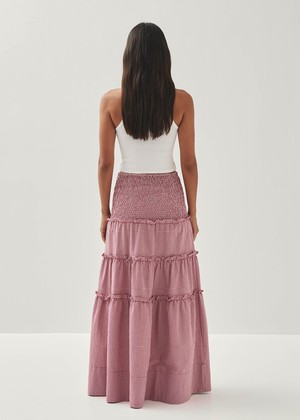 Atenea Checks Burgundy Skirt from Alohas
