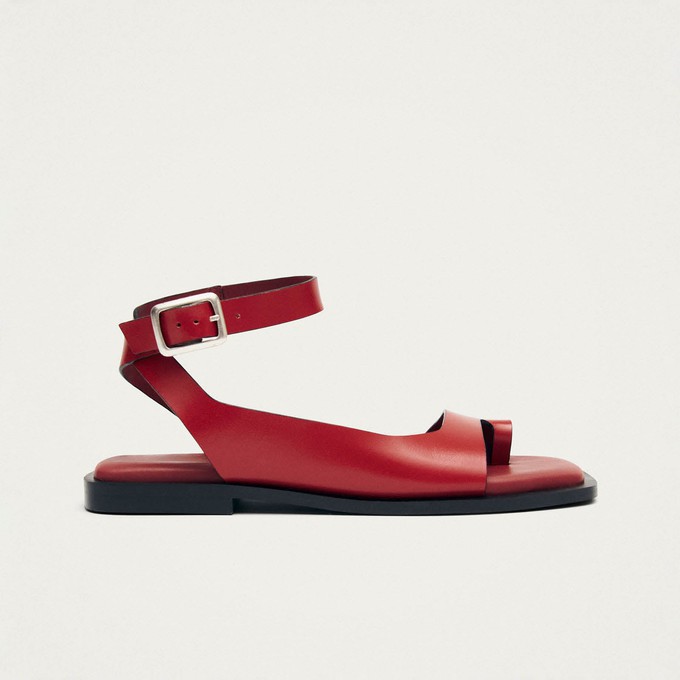 Tebas Red Leather Sandals from Alohas