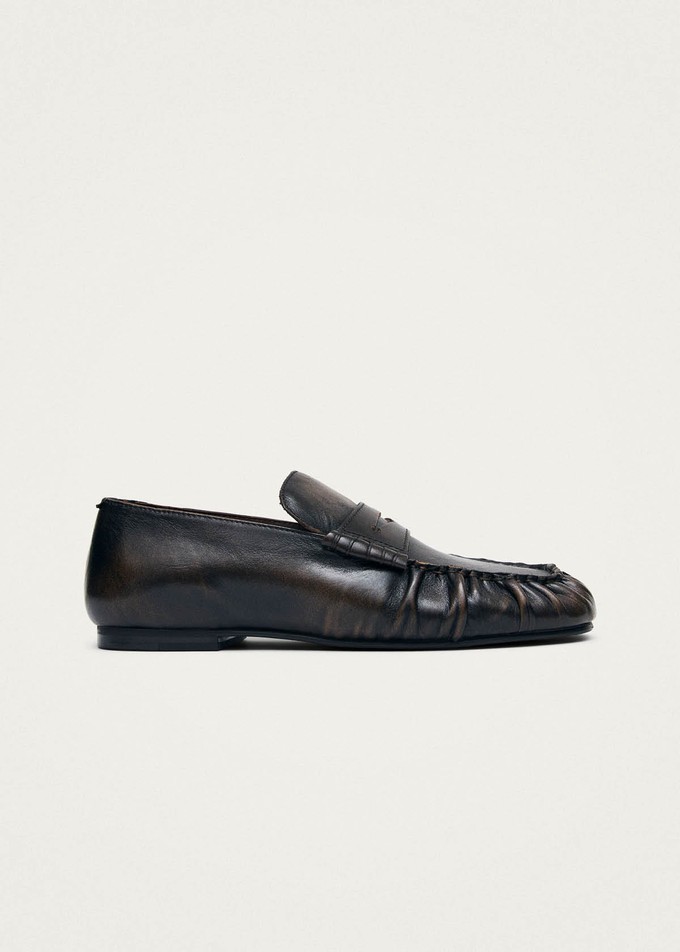 Aven Vintage Effect Brown Leather Loafers from Alohas