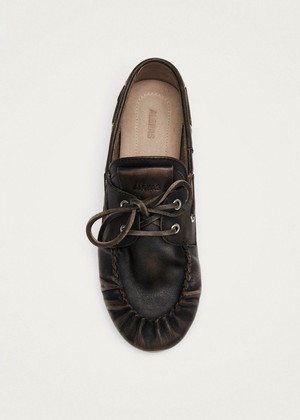 Rowan Vintage Effect Brown Leather Loafers from Alohas