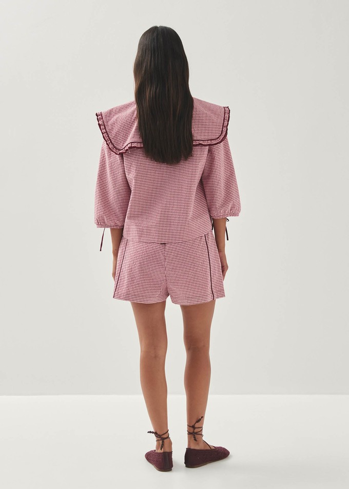 Airi Checks Burgundy Blouse from Alohas
