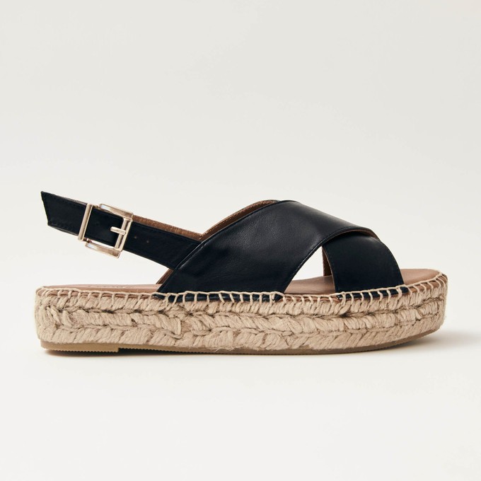 Crossed Black Leather Espadrilles from Alohas