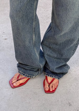 Ola Rift Red Leather Sandals from Alohas