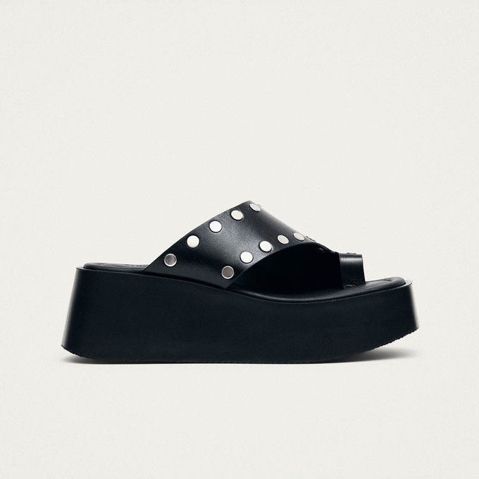Nova Studs Black Leather Sandals from Alohas