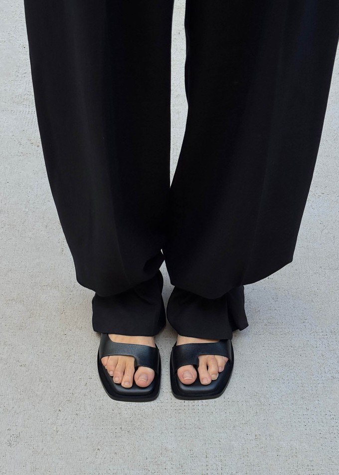 Tebas Black Leather Sandals from Alohas