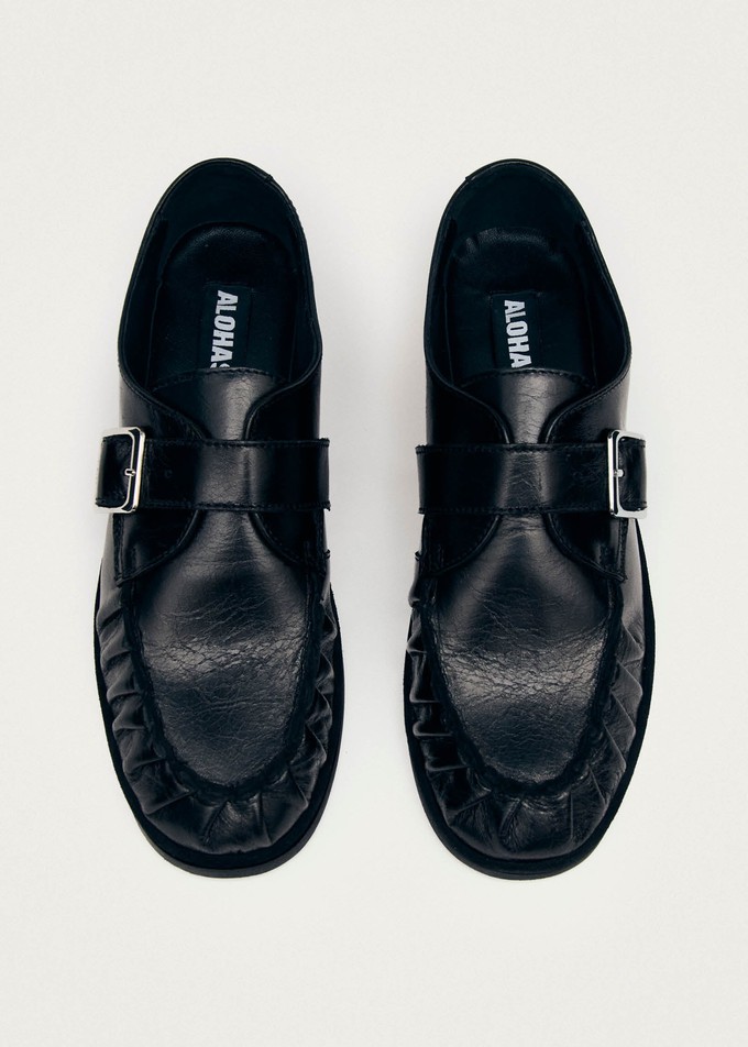 Brandy Black Leather Loafers from Alohas