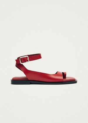Tebas Red Leather Sandals from Alohas