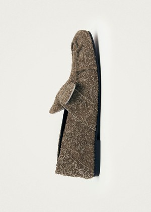 Aeryn Suede Fuzzy Khaki Leather Loafers from Alohas