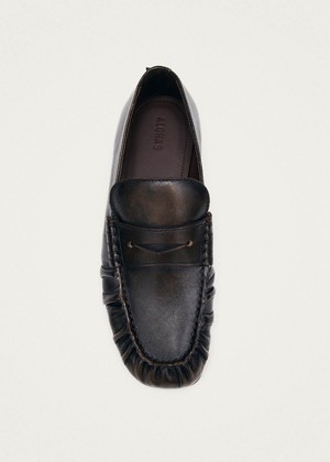Aven Vintage Effect Brown Leather Loafers from Alohas