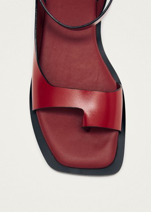 Tebas Red Leather Sandals from Alohas